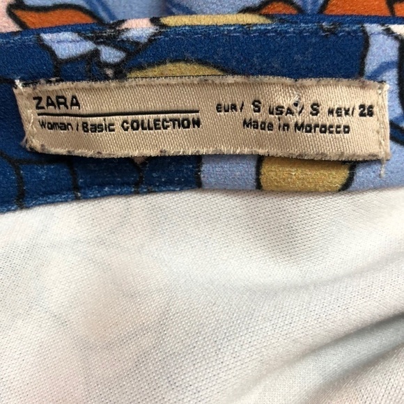 Zara V Neck Back Blue‎ Floral Ruffle Sleeve Small - Picture 5 of 6